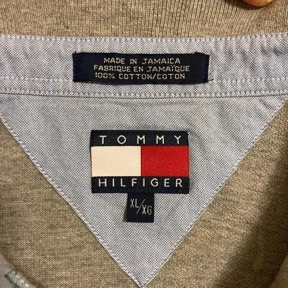 Vintage‎ Tommy Hilfiger Polo Shirt Boys Gray Short Sleeve Logo Embroidered XL - Picture 3 of 9